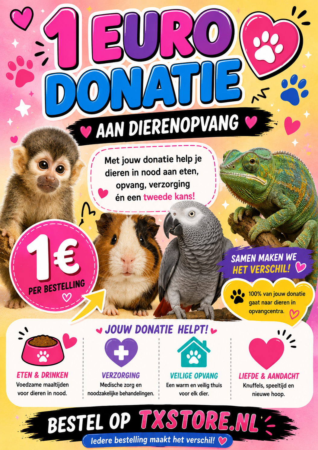 Doneer 1 Euro aan de Dierenopvang