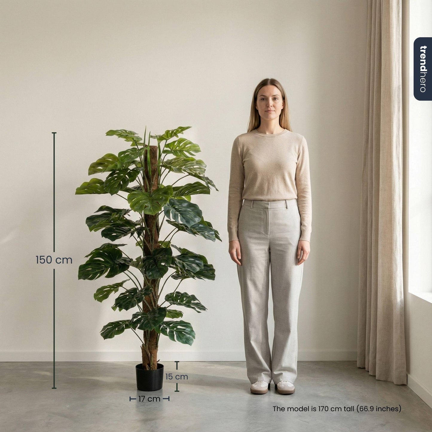 Monstera on pole 150 cm - Kunstplant - Artificial plant