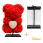Beer DELUXE op standaard 25cm - rood foam met diamanten hart - in luxe cadeauverpakking 25 cm