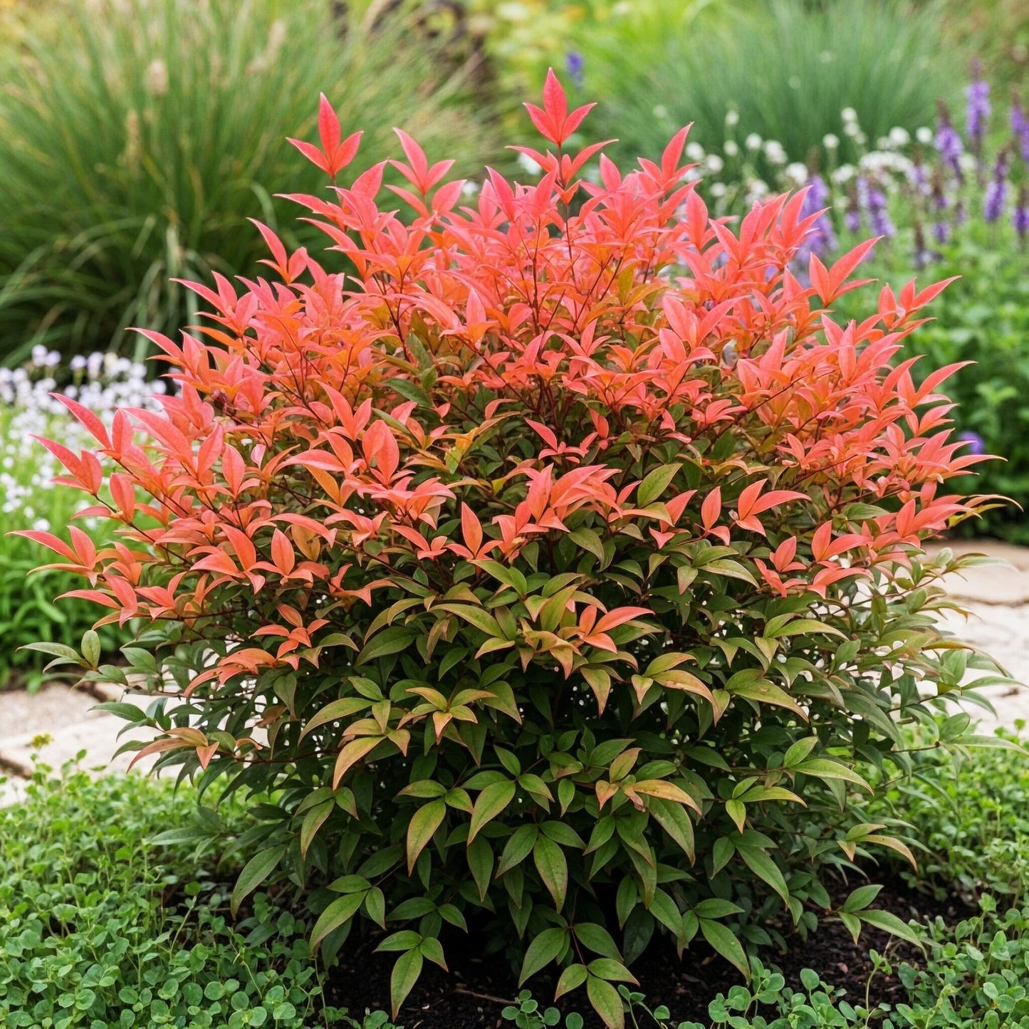 Green boutiQ - Tuinplant - Nandina Obsessed - Rood - 2 Planten - Groenblijvend - Weinig Onderhoud - Pot 17cm Hoogte 45cm