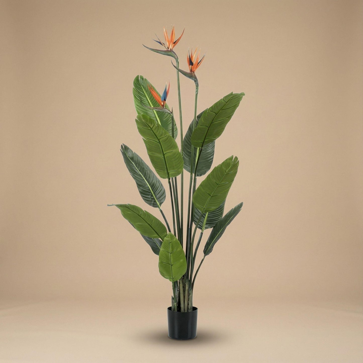 Strelitzia met bloemen - 120cm - In zwarte pot - Kunstplant - ARTIFICIAL