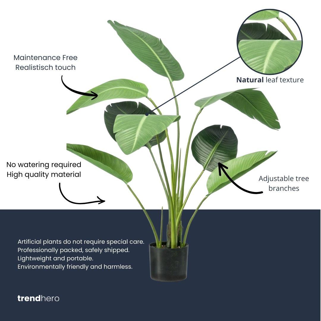 Strelitzia - 120cm - In zwarte pot - Kunstplant - Artificial plant