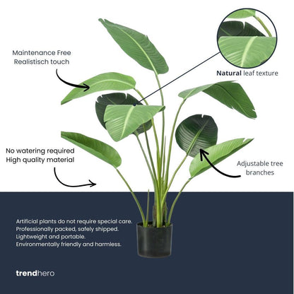 Strelitzia - 120cm - In zwarte pot - Kunstplant - Artificial plant
