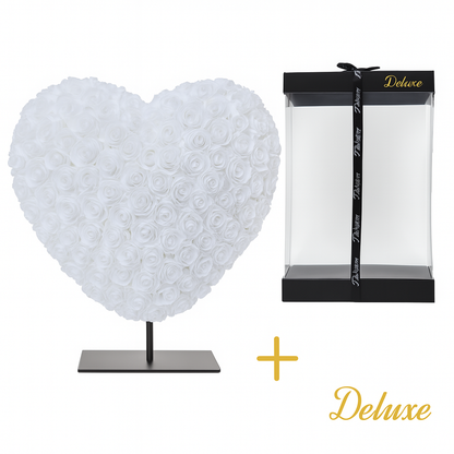 Hart DELUXE op standaard 15cm - wit foam - in luxe cadeauverpakking 15 cm