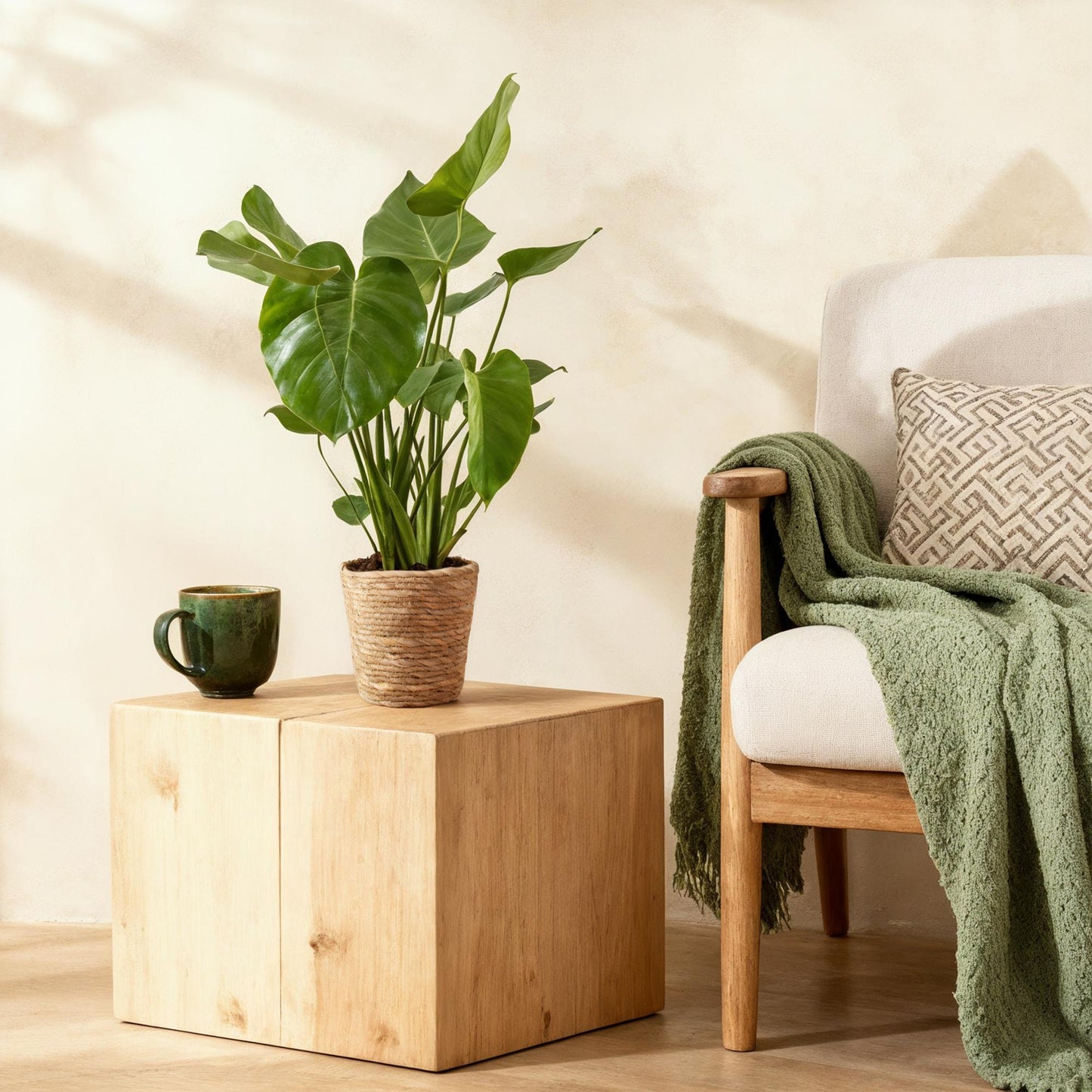 Green BoutiQ - Green is... Kamerplanten - Monstera Deliciosa - Gatenplant - Weinig onderhoud - Groen - 1 Plant - Pot 17cm - Hoogte 50-55cm