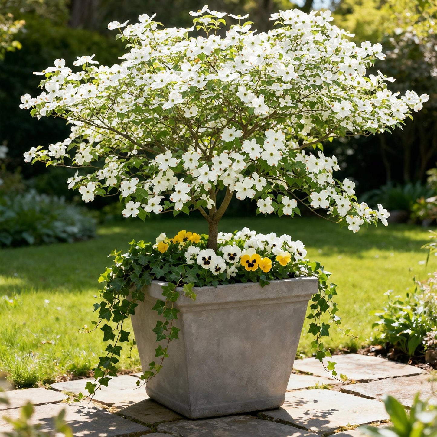 Green boutiQ - Tuinplant - Cornus Florida - Bloem Wit-Roze - 3 Planten - Bladverliezend - Weinig Onderhoud - Pot 12cm Hoogte 35cm