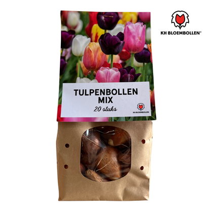 Tulpenbollen Mix – 20 Stuks | KH Bloembollen® | Kleurrijke Tulpenmix – Perfect voor Tuin of Pot – Maat 11/12 – Vers van de Teler