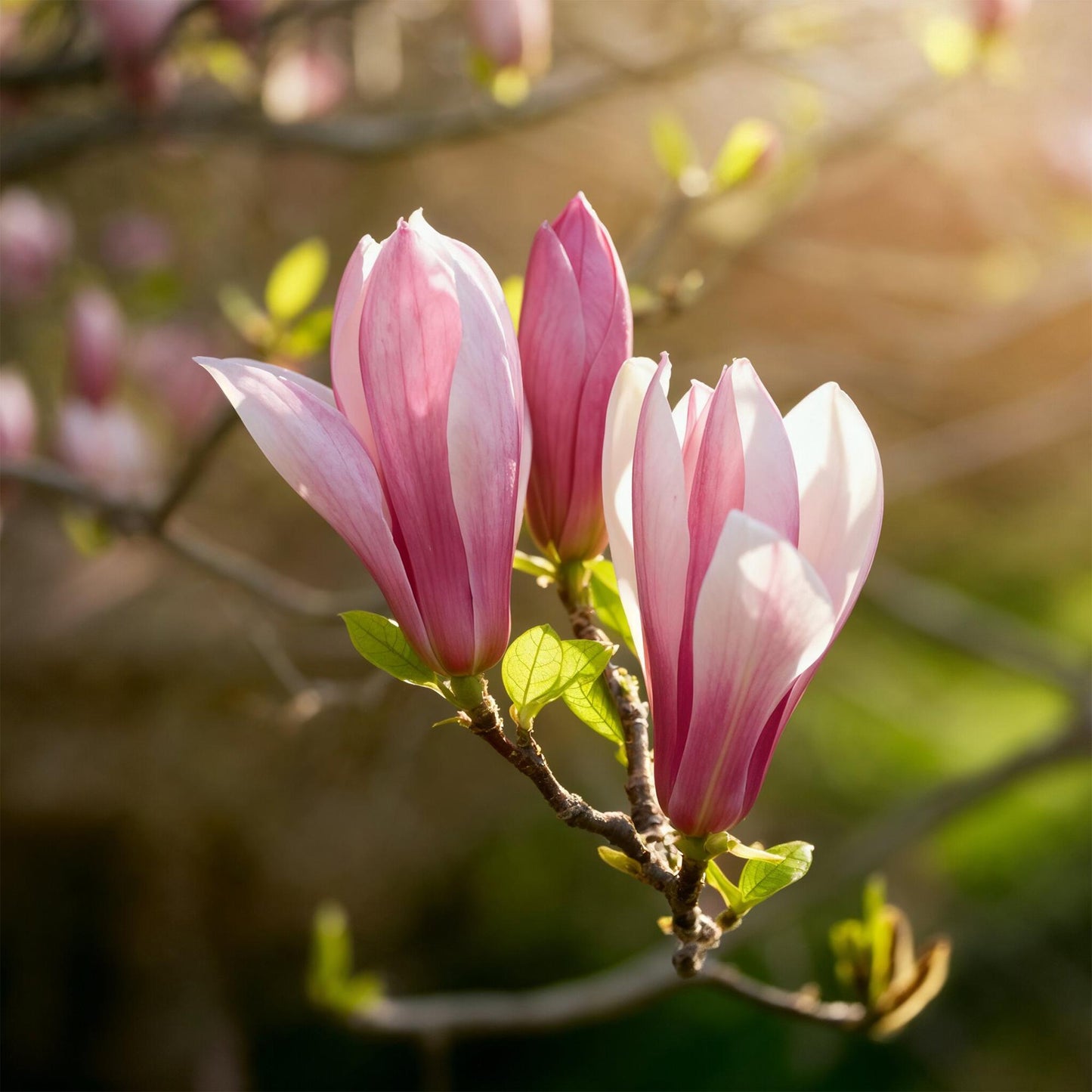 Green boutiQ - Tuinplant - Magnolia Ricki - Bloem Rood - 3 Planten - Bladverliezend - Weinig Onderhoud - Pot 12cm Hoogte 30cm