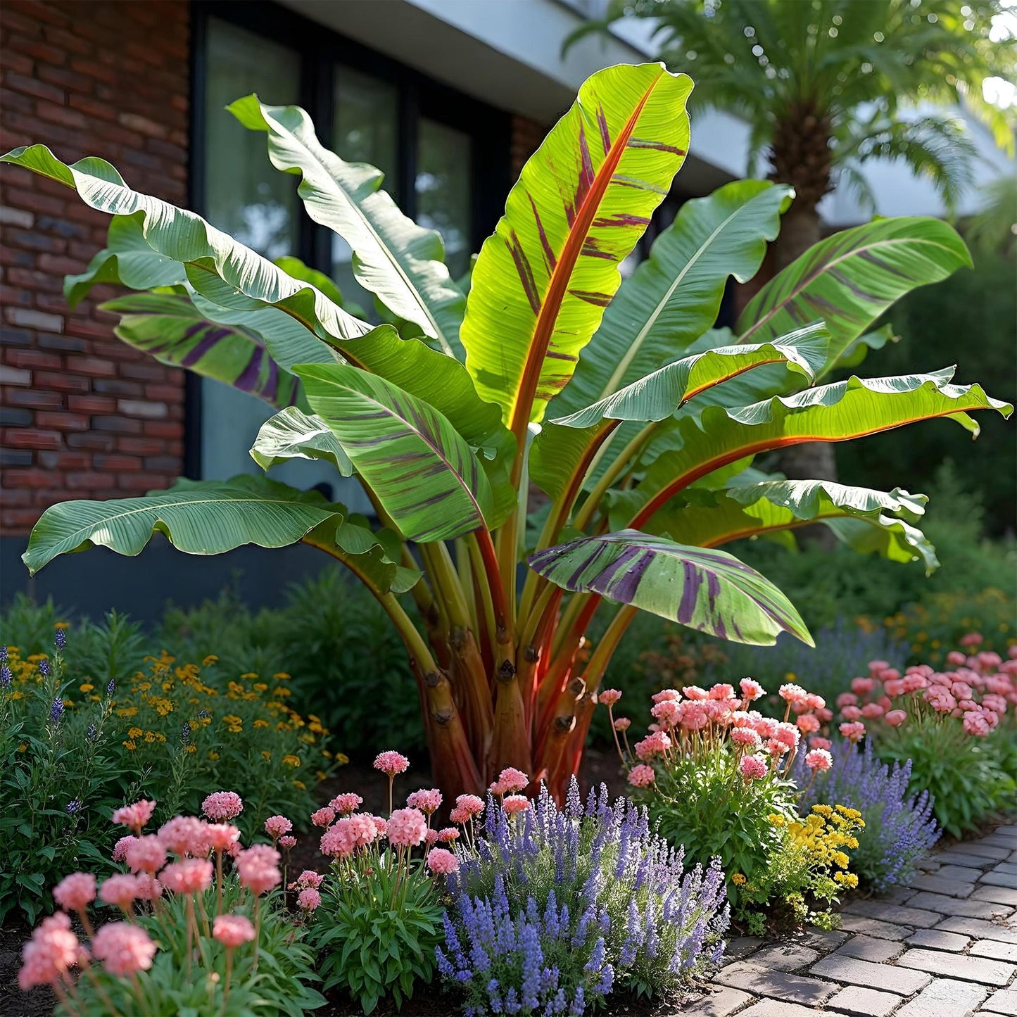 Green boutiQ - Fruitplant - Bananen plant - Musa sikkemensis Red Tiger - Winterhard - 2 planten - Pot 12cm Hoogte 30cm
