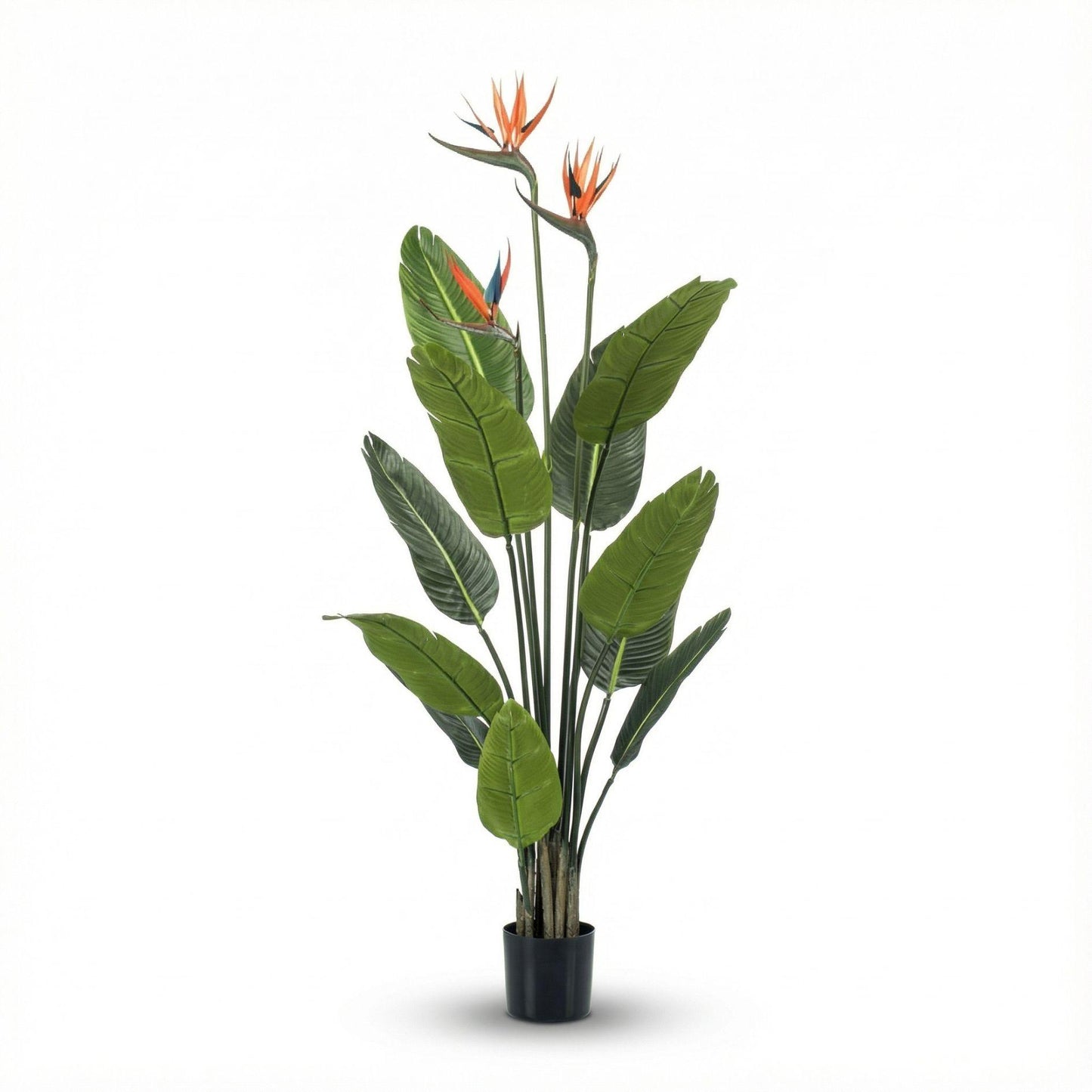 Strelitzia met bloemen - 120cm - In zwarte pot - Kunstplant - ARTIFICIAL